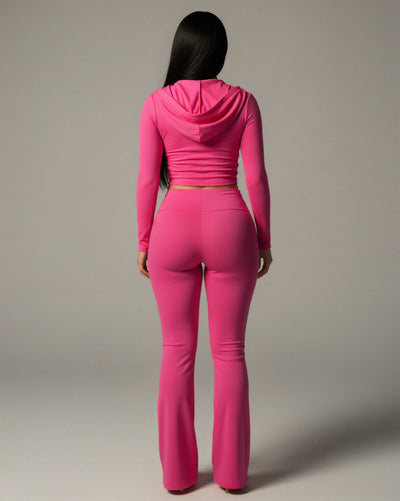 RAINY Zip-Up Hoodie and Flare Pants Set