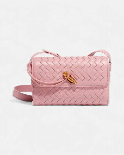 CLEO Mini Woven Gold Lock Accent Shoulder Bag