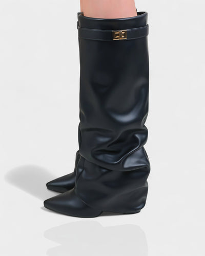 MAISY Slouchy Pointed-Toe Knee-High Boots