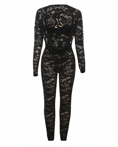 ZARIYAH Heart Detail Lace Jumpsuit