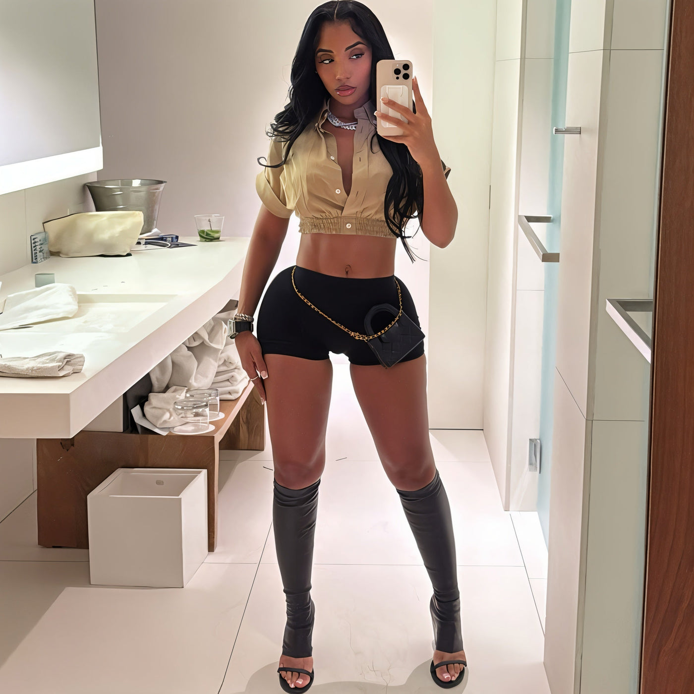 AMY Utility Cropped Shirt & Shorts Set