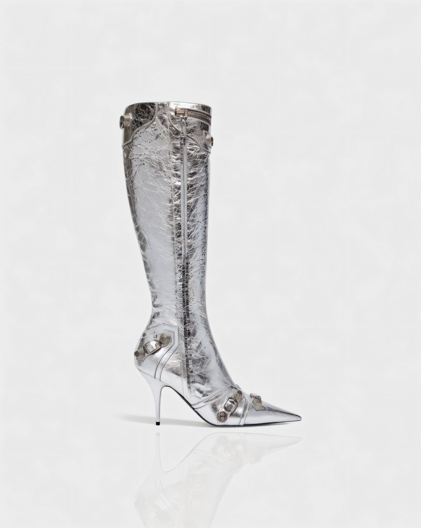 WENA Studded Pointed Toe Knee-High Boots