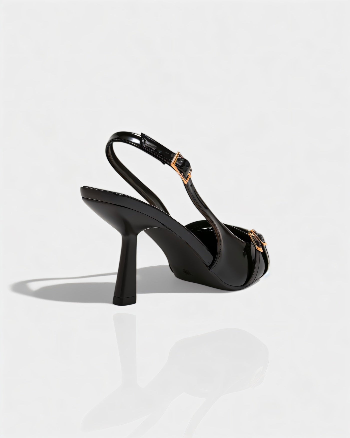 VALEN Patent Buckle Slingback Heels