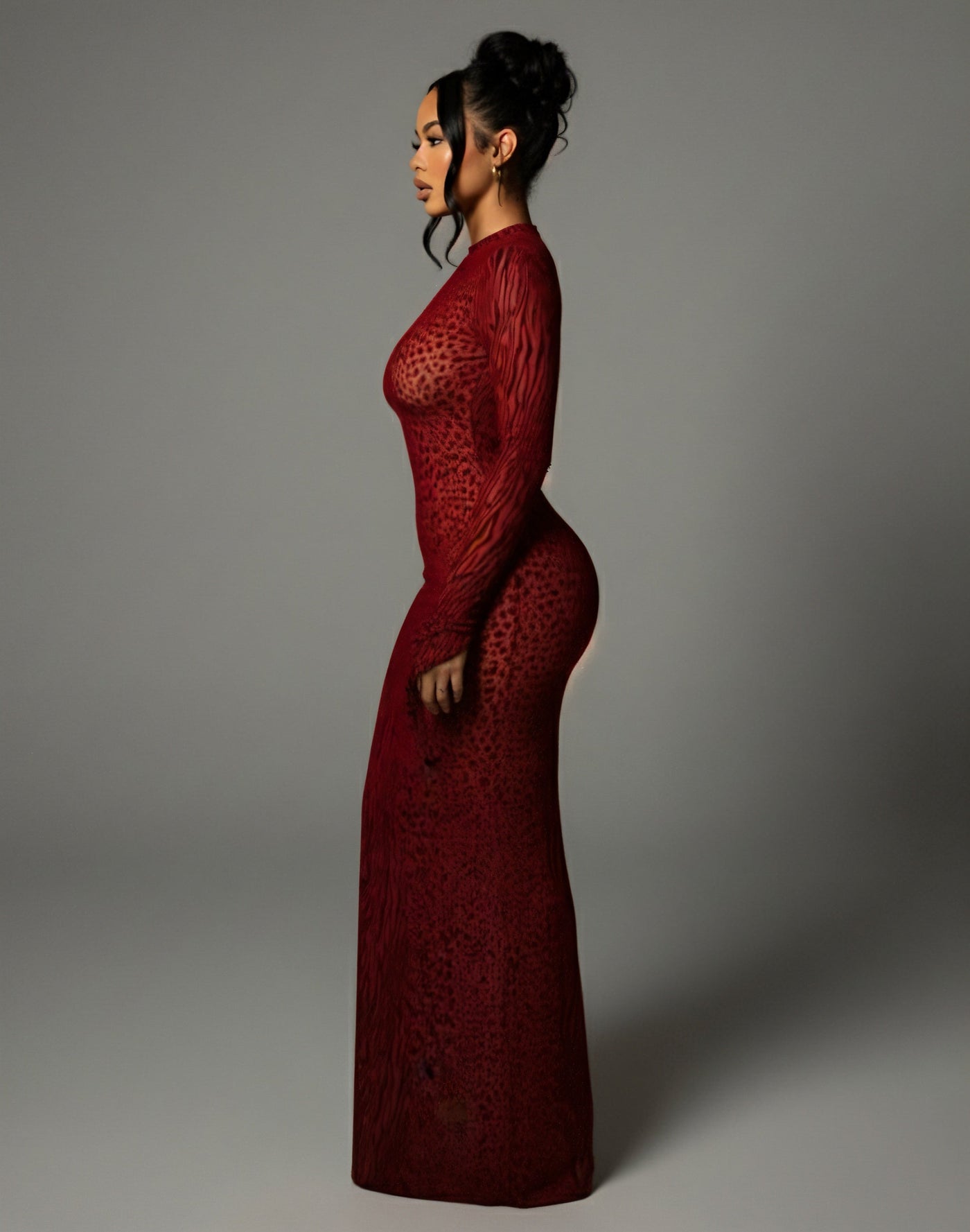 ASHLEY Mesh Open Back Maxi Dress