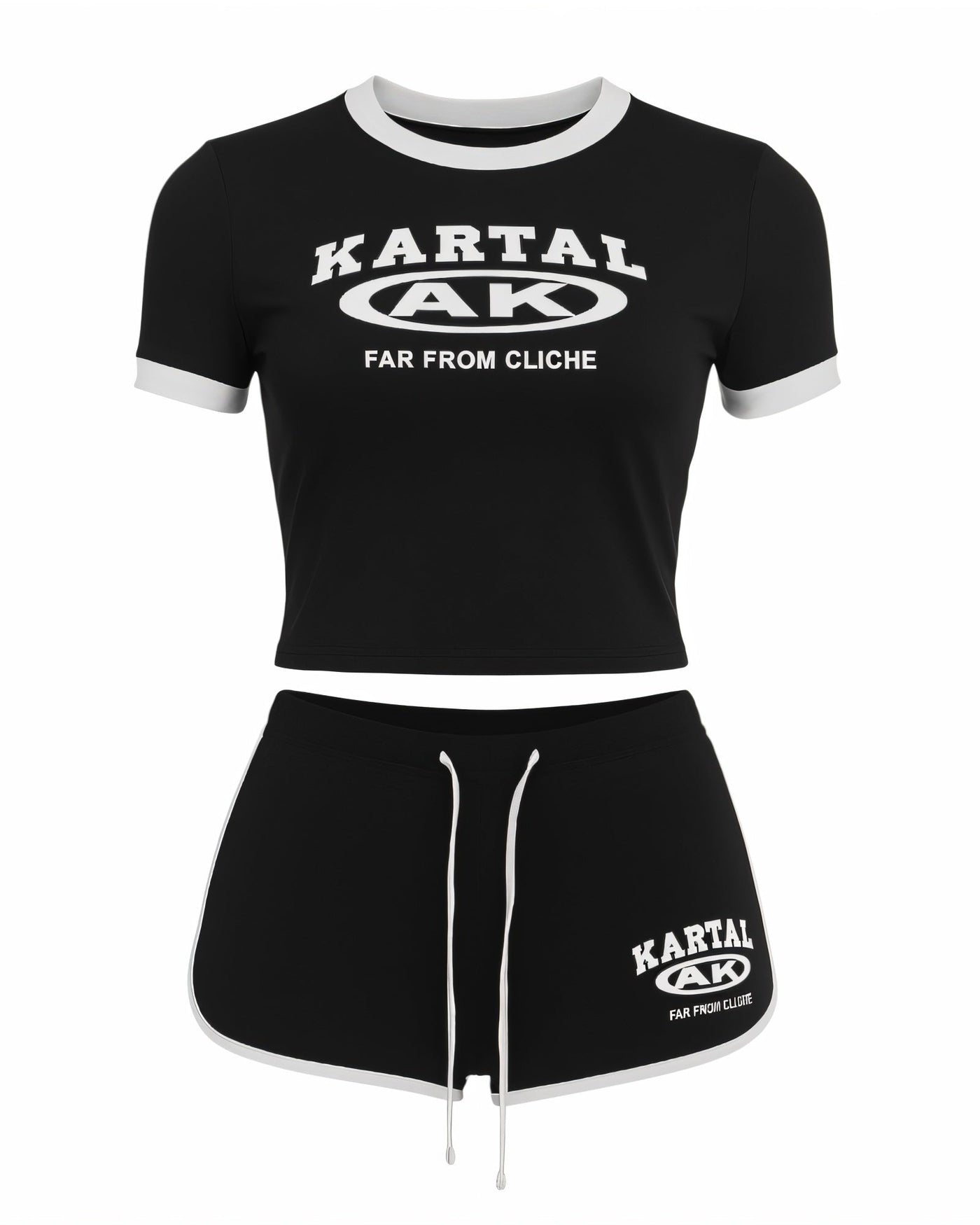 MERRYN Graphic Print Crop Top & Shorts Set