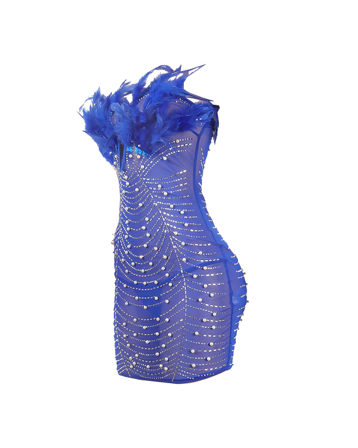 KAYALI Pearl & Rhinestone Embellished Feather Mini Dress