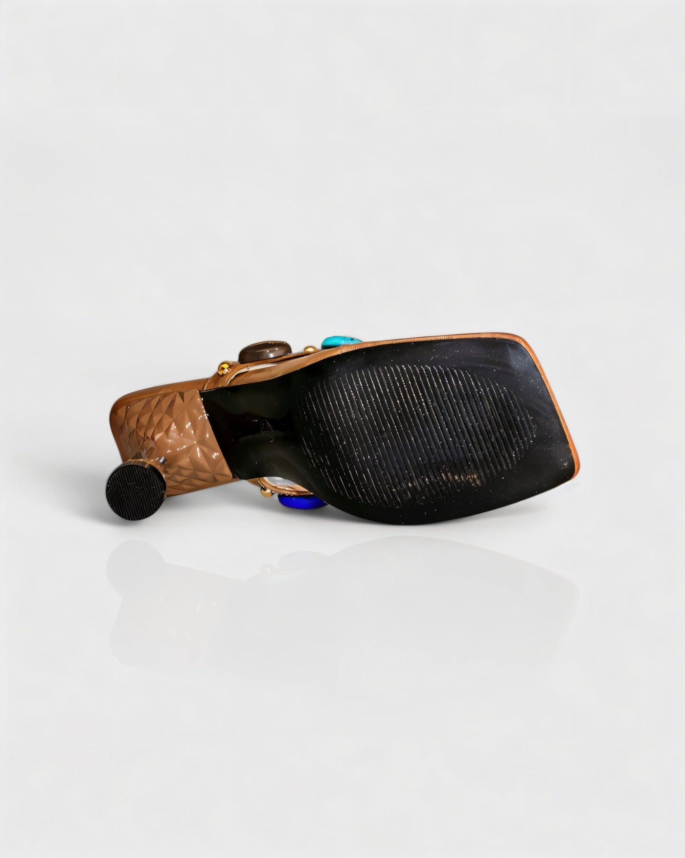 CIYANA Gemstone Embellished Heel Sandals