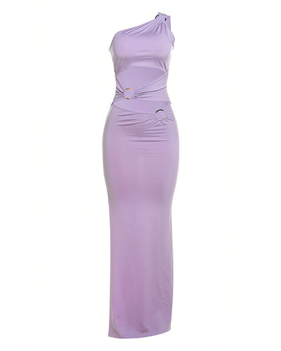 CRYSTAL One-Shoulder Cutout Maxi Dress
