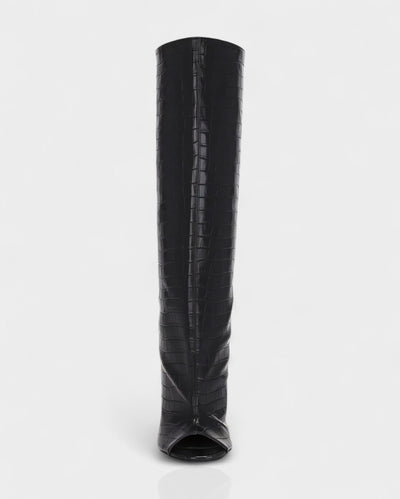 HELIRA Peep Toe Wedge Knee High Boots