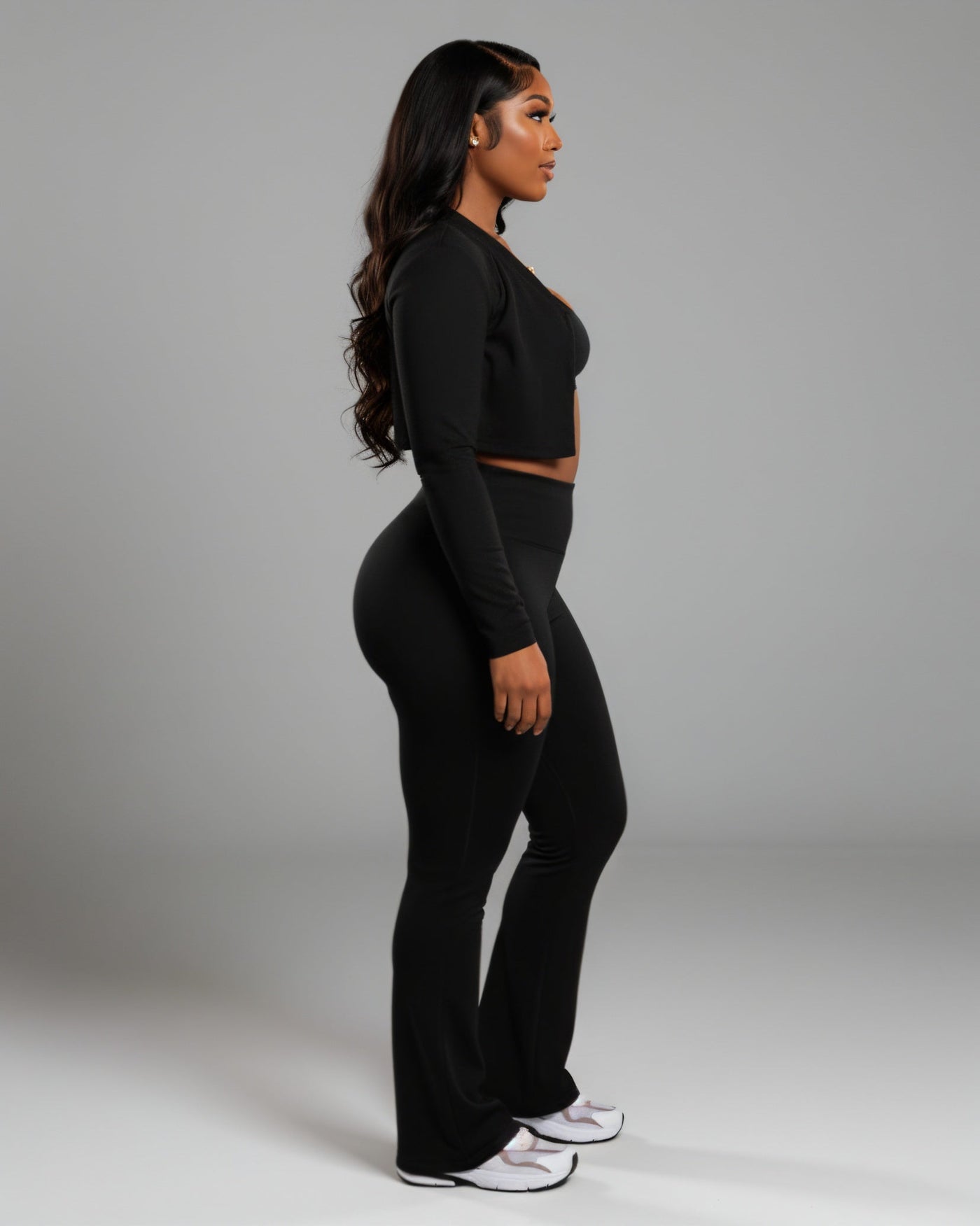 MARJORIE 3-Piece Zip Up Top & Flare Pants Set