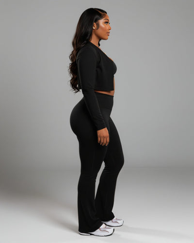 MARJORIE 3-Piece Zip Up Top & Flare Pants Set