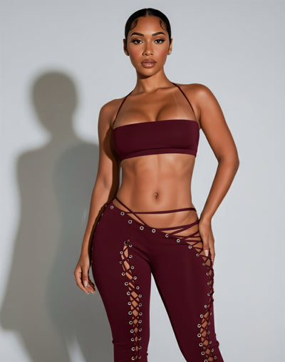 SORELA Crop Top & Lace-up Pants Set