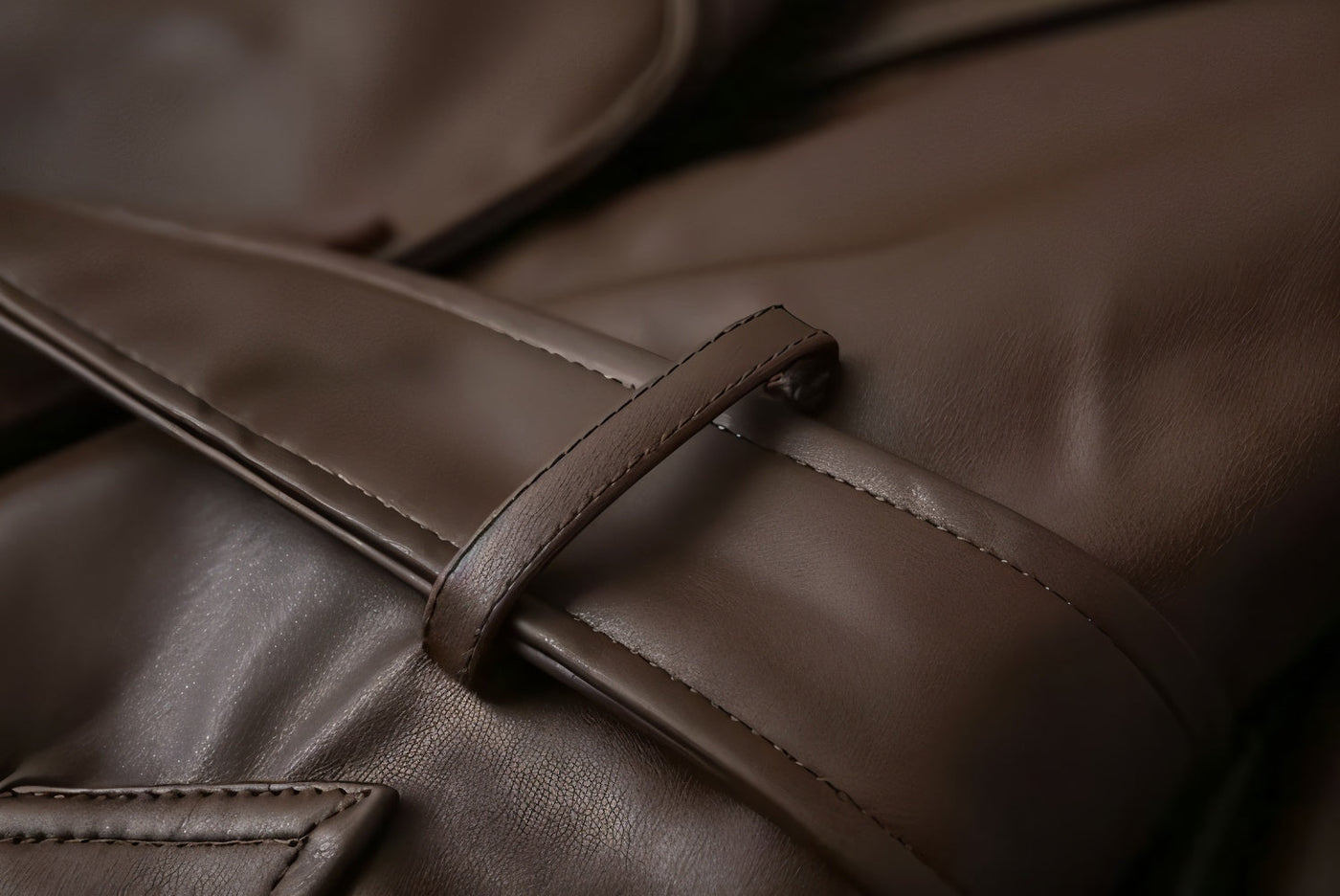 PAMOLA Faux Leather Trench Coat