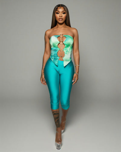 ELLIE Strapless Ring Detail Top & Capri Pants