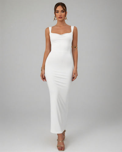 EVELLE Satin Bow-Back Maxi Dress