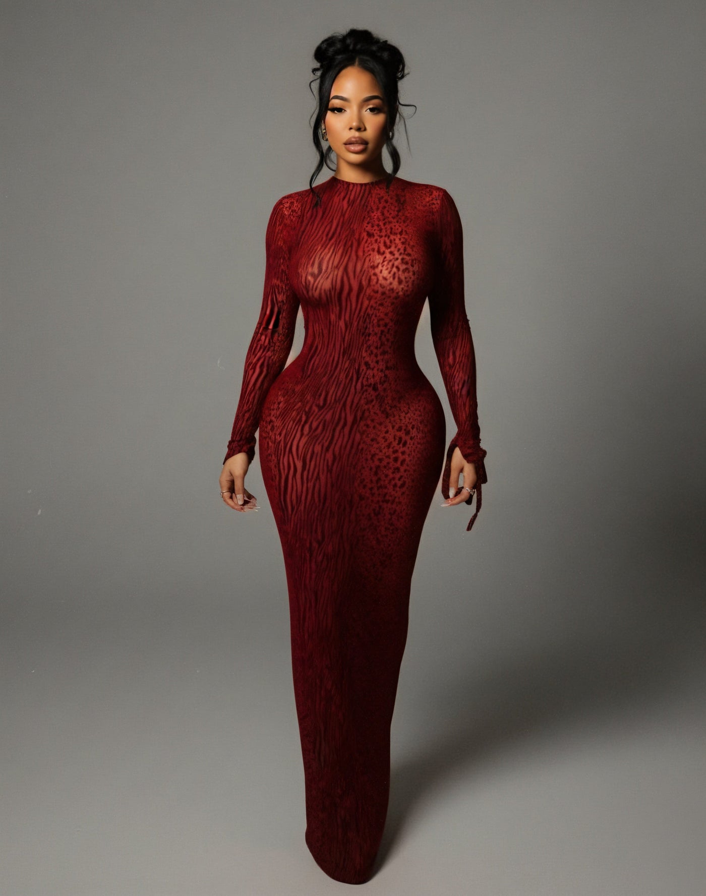 ASHLEY Mesh Open Back Maxi Dress