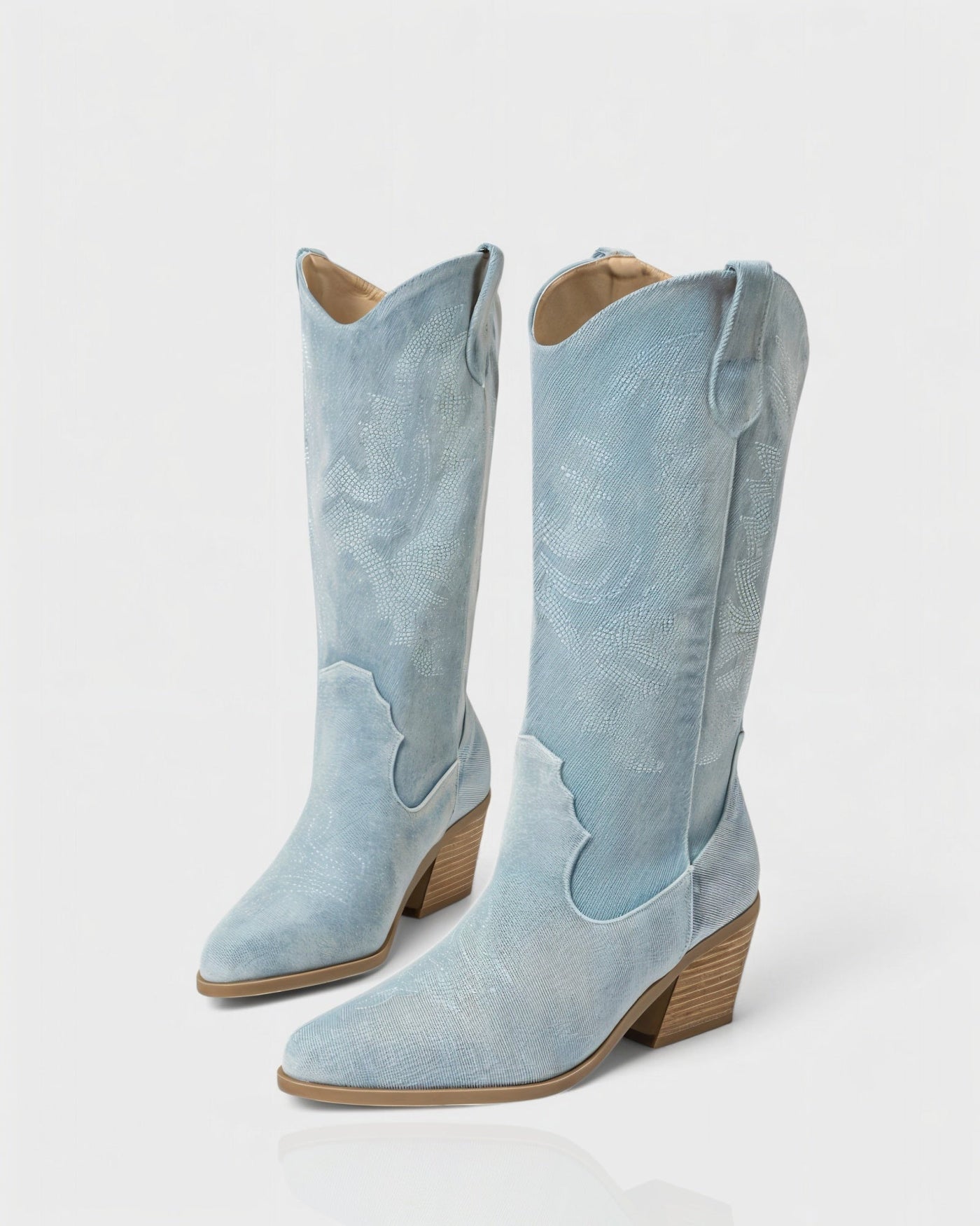 ALIANA Embroidered Denim Cowboy Boots
