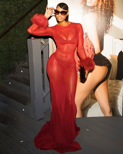 ELLA Sheer Mesh Maxi Dress