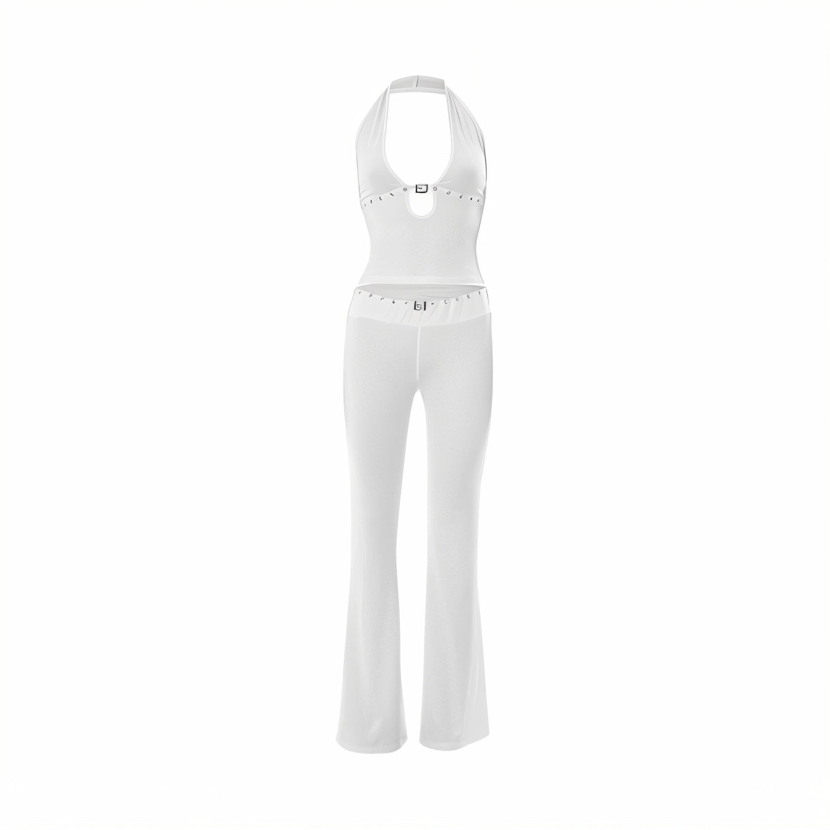 SIANE Halter Cutout Top & Studded Pant Set