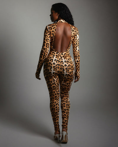 VEYONA Plunge Neck Long Sleeve Jumpsuit