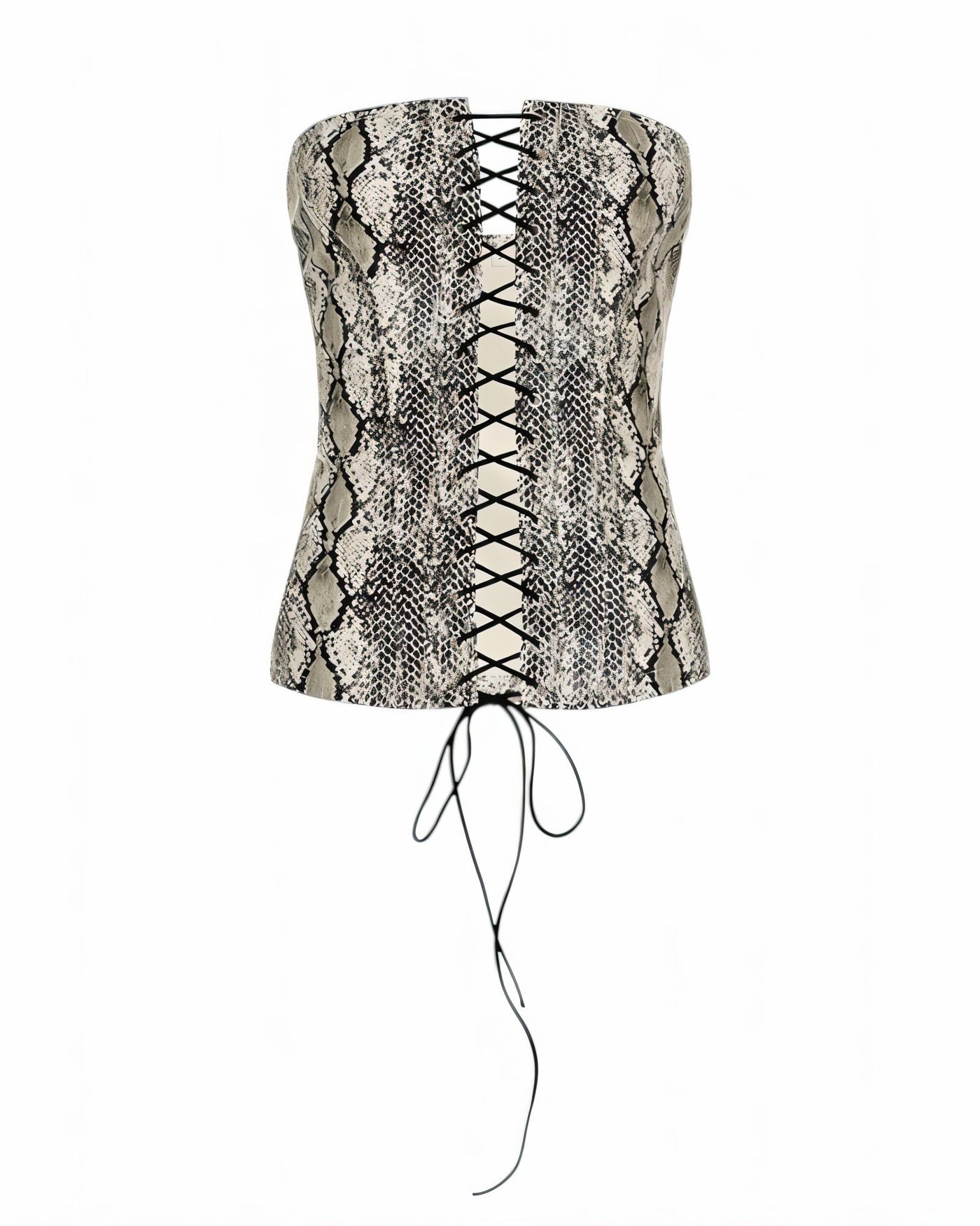 ANDRA Serpent Print Lace-Up Corset Top