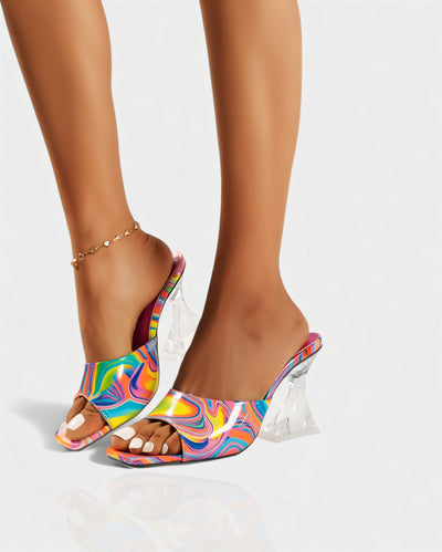 ORELIA Contrast Peep Toe Heels Sandals