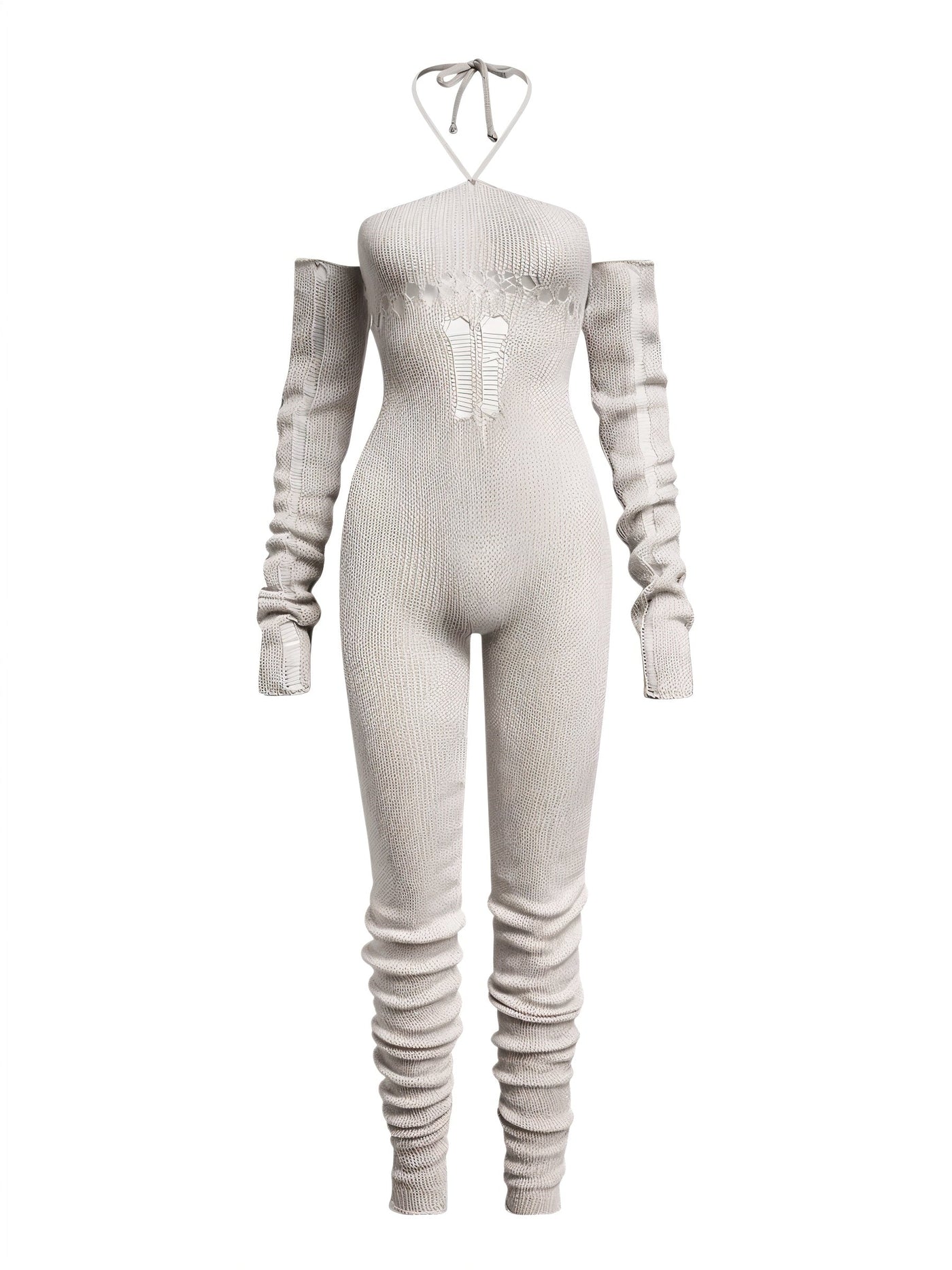 PALOMA Halter Neck Tie Knit Jumpsuit