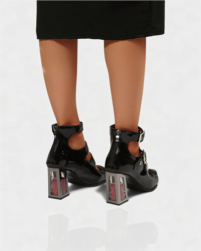 MARIBEL Sharp Toe Gothic Clasp Heels Tall Heel