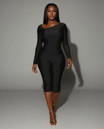 ASANA Asymmetrical Long Sleeve Top & Capri Pants Set