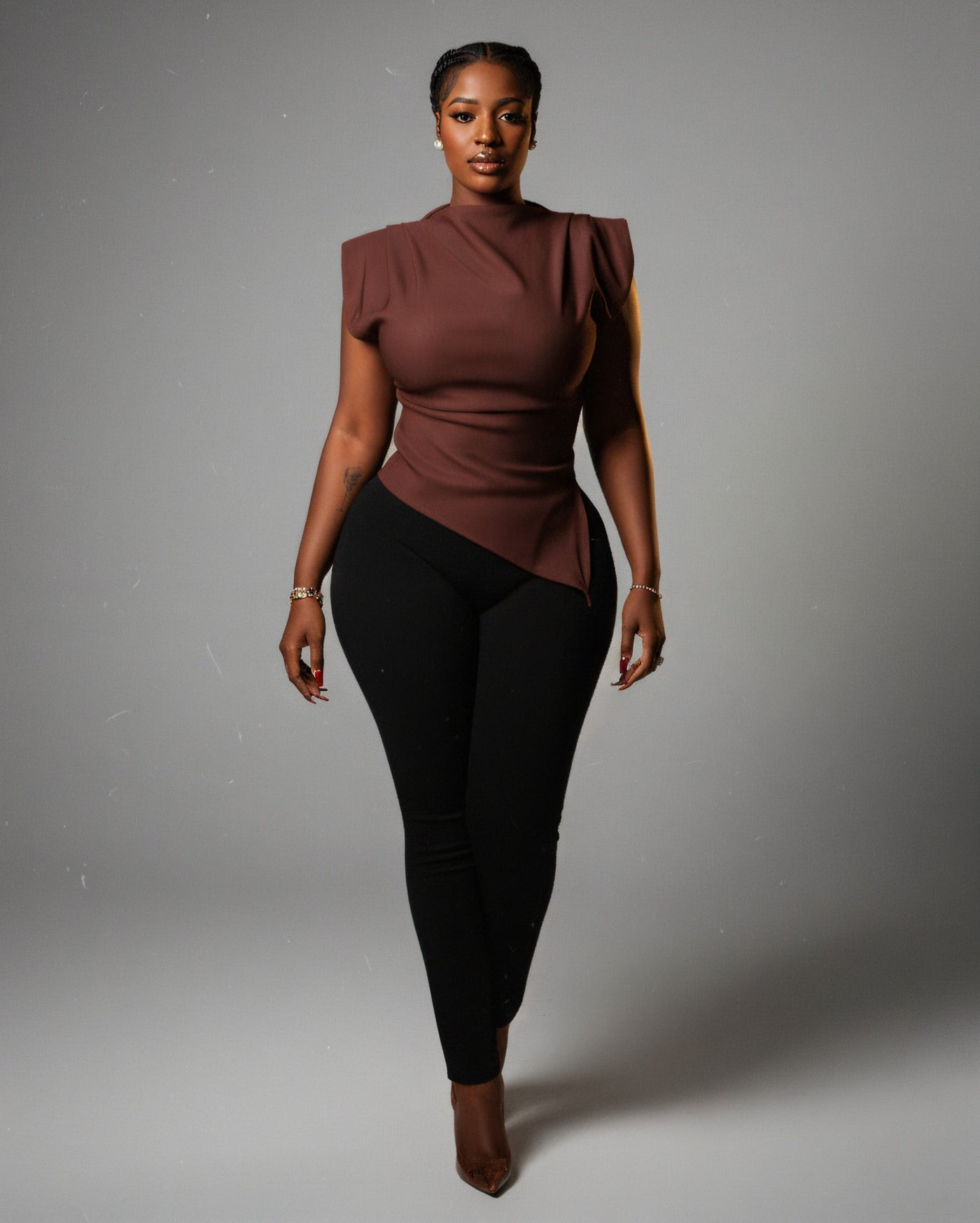 ALARMA Sculpted Asymmetric Draped Top