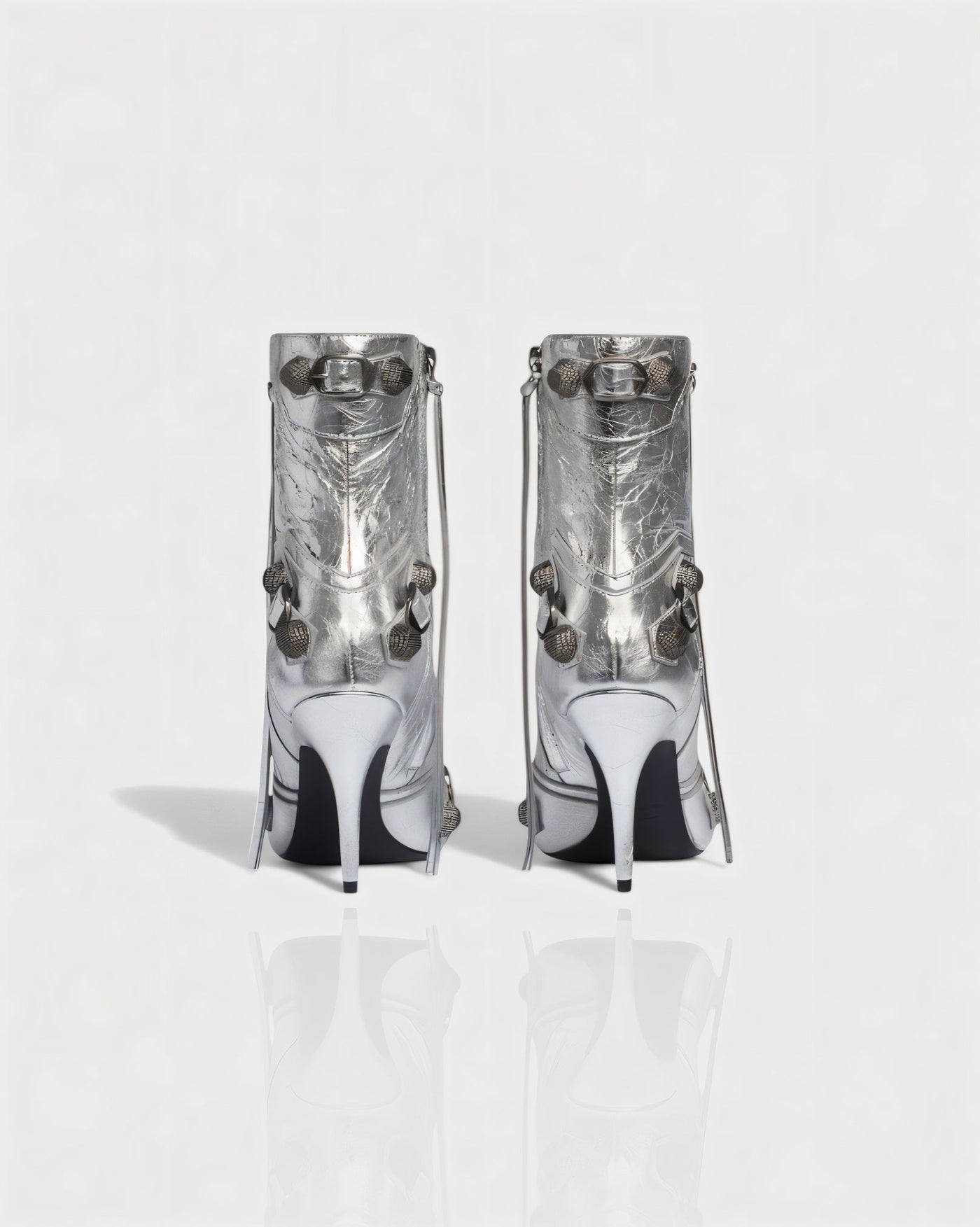 REVINA Studded Leather Pointed-Toe Ankle Boots