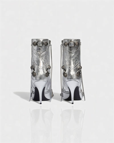 REVINA Studded Leather Pointed-Toe Ankle Boots