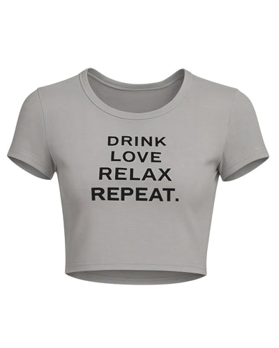 VERONICA Graphic Slogan Crop Top