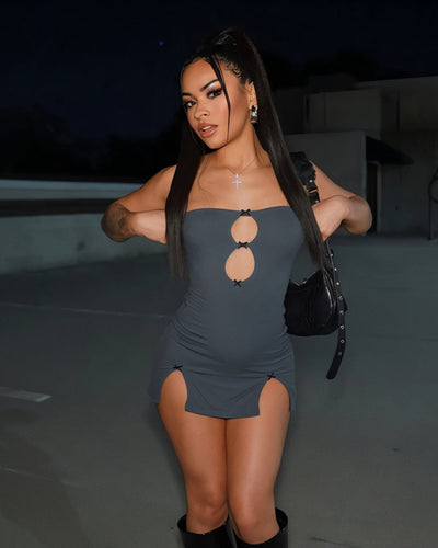 ELLERY Strapless Bow Cutout Mini Dress