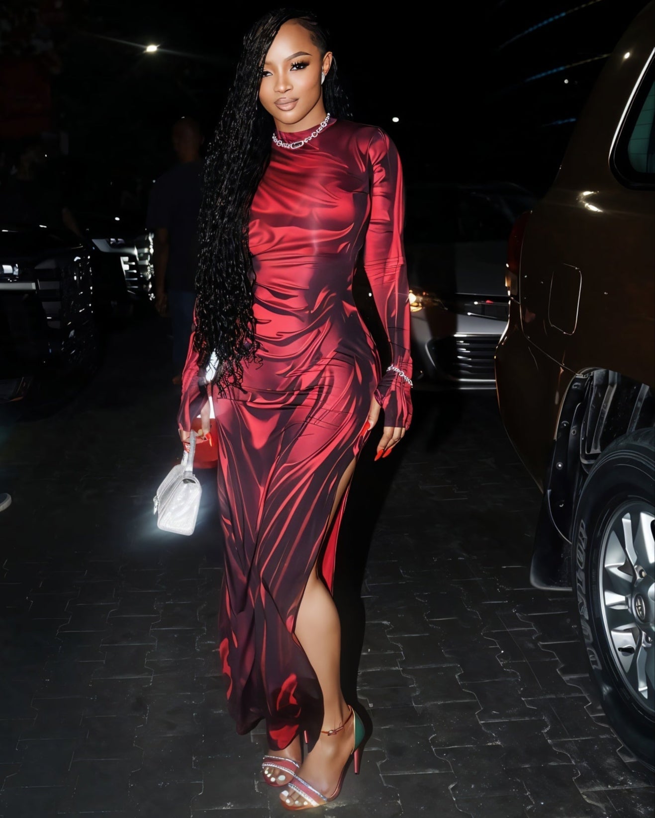 ZOYA Illusion Slit Maxi Dress