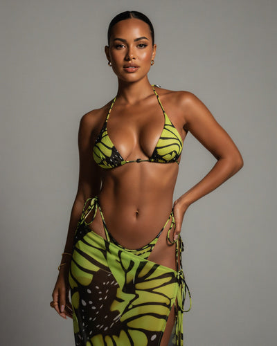 MARIAN 3-Piece Butterfly Print Bikini Set