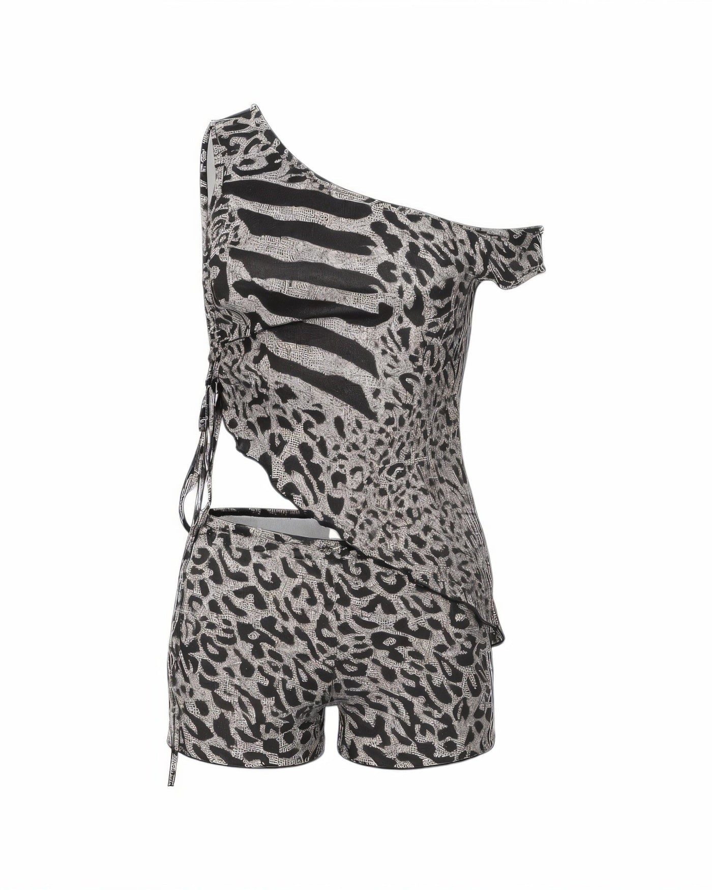 ZAYANA Zebra Print Off-shoulder Top & Shorts Set