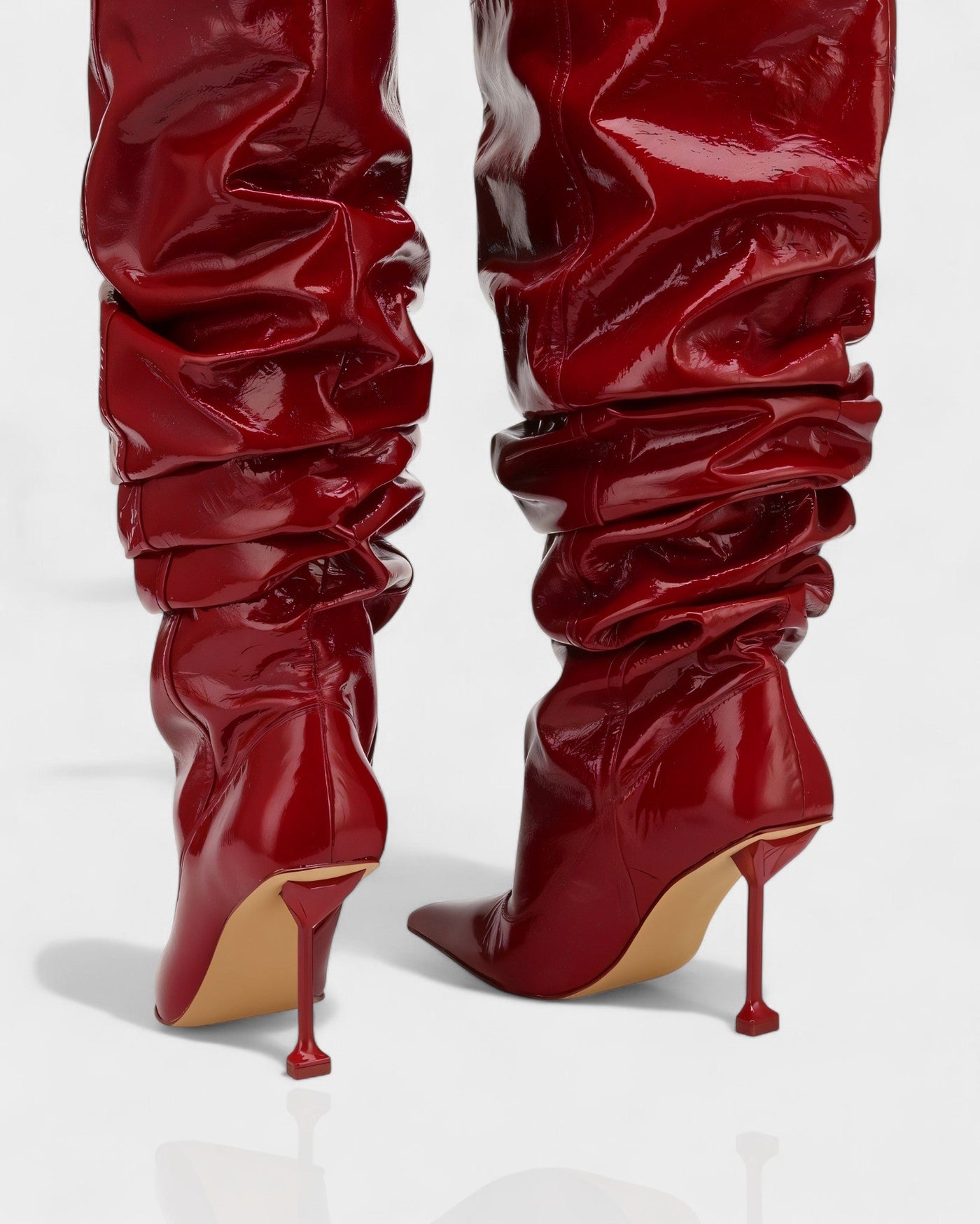 BELLARA Faux Leather Slouchy Pointed Toe Stiletto Boots