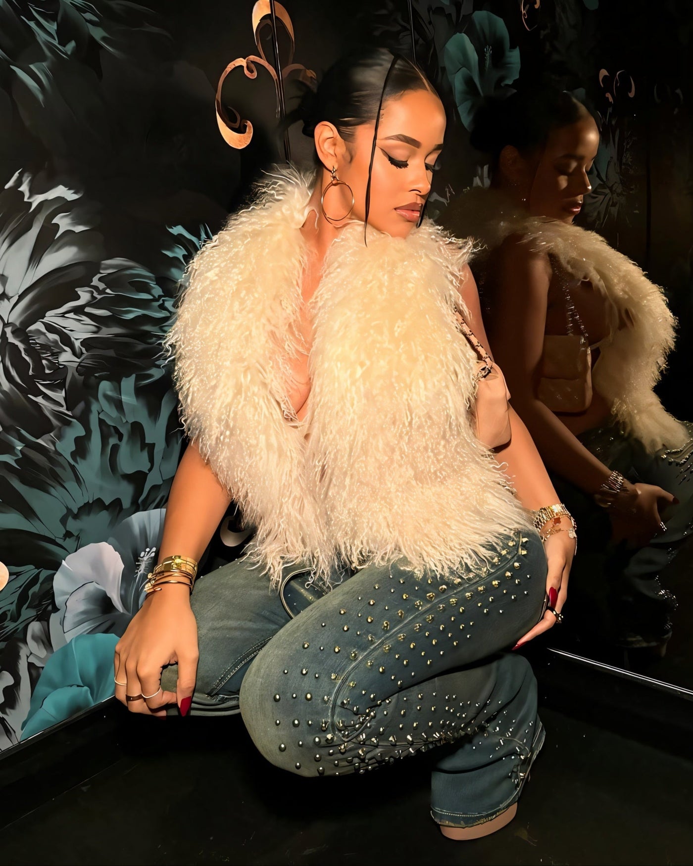 KAREYA Faux Fur Vest Top