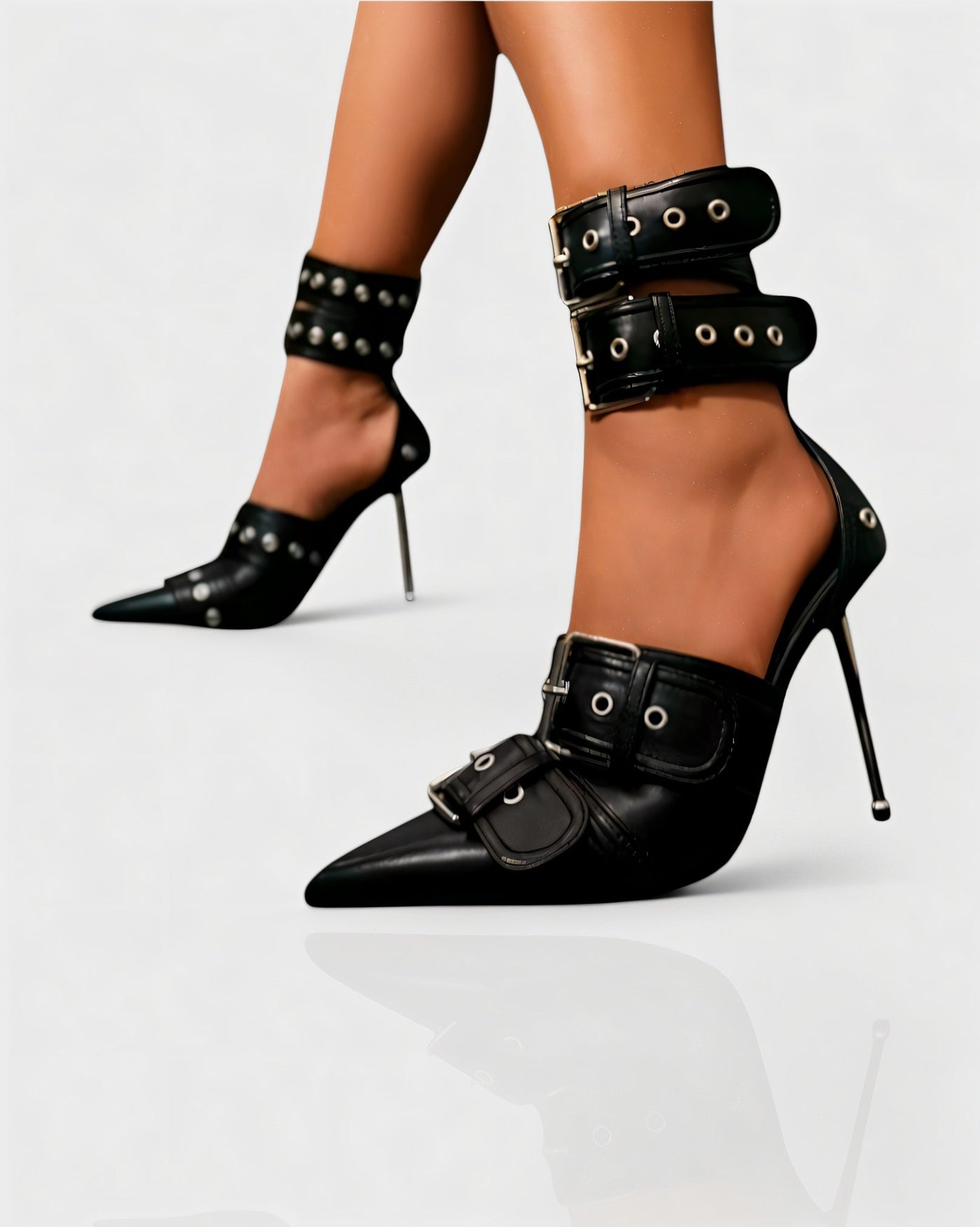 MARILYN Buckle Strap Pointed-Toe Stiletto Heels