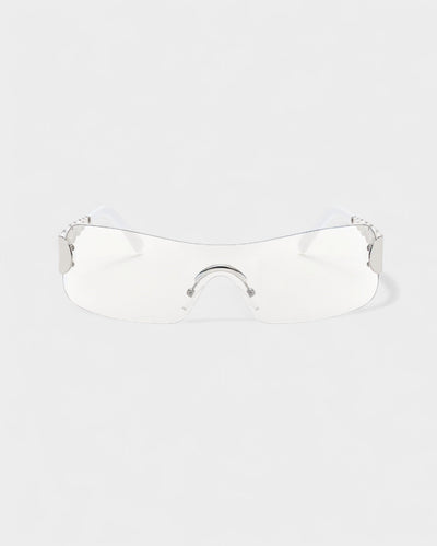 AMORA Circle Embellished Rimless Shield Sunglasses
