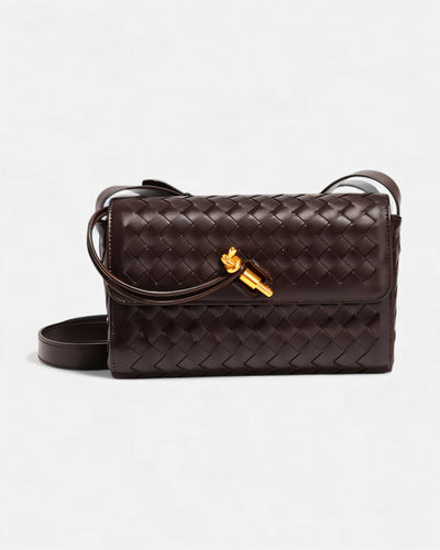 CLEO Mini Woven Gold Lock Accent Shoulder Bag