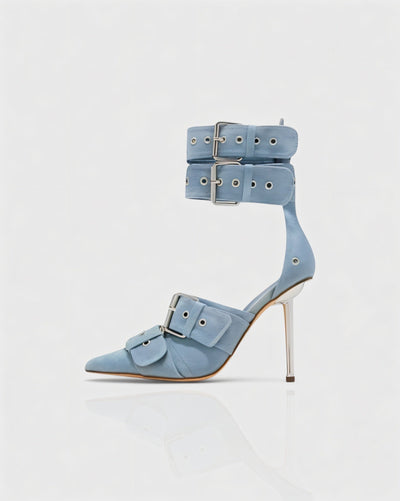 MARILYN Buckle Strap Pointed-Toe Stiletto Heels