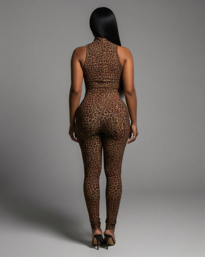 DIONNE High Neck Leopard Jumpsuit