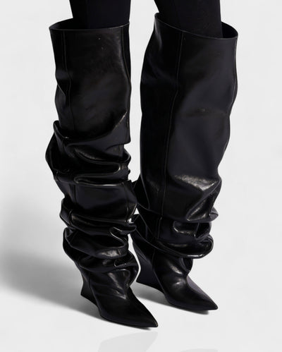 ELOURA Slouch Knee-High Wedge Heel Boots