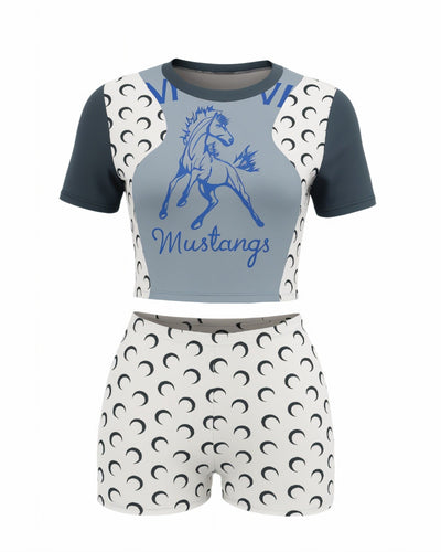 ZAVIA Crescent Contrast Print Crop Top & Shorts Set