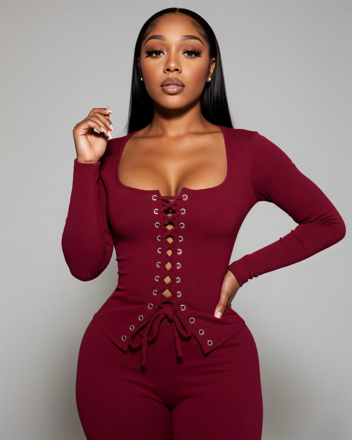 XANTHE Corset-Lace Top & Pants Set