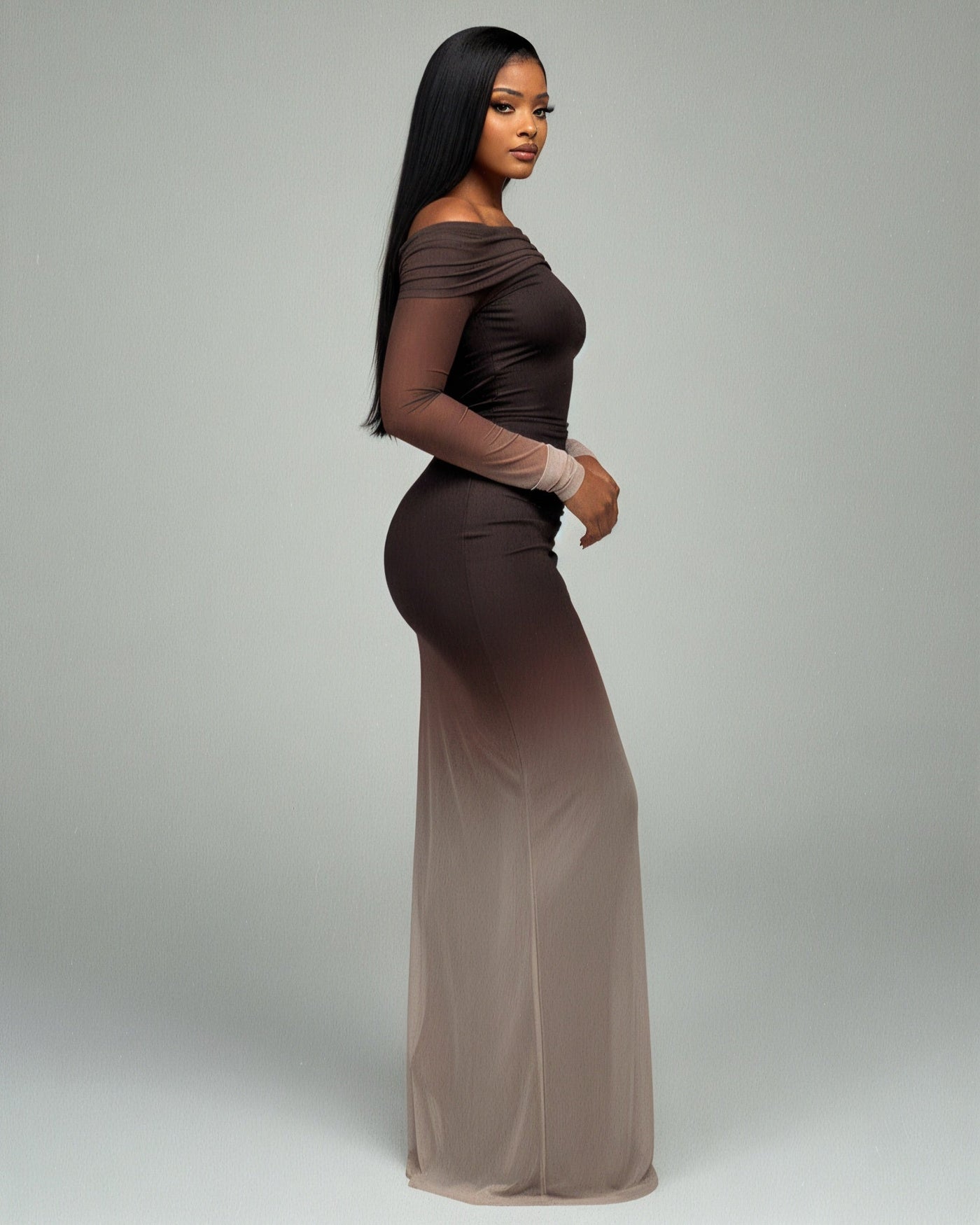 TANYA Off-shoulder Long Sleeve Maxi Dress