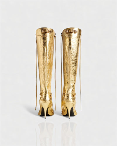 WENA Studded Pointed Toe Knee-High Boots