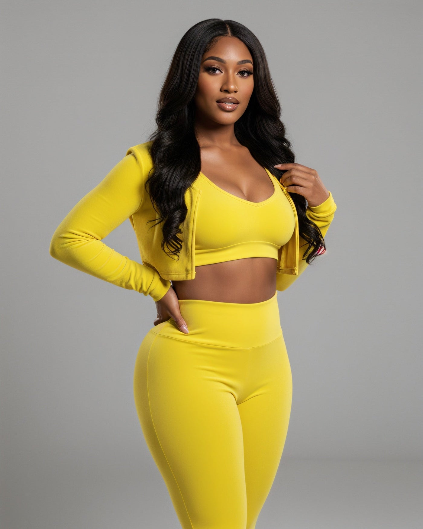 MARJORIE 3-Piece Zip Up Top & Flare Pants Set